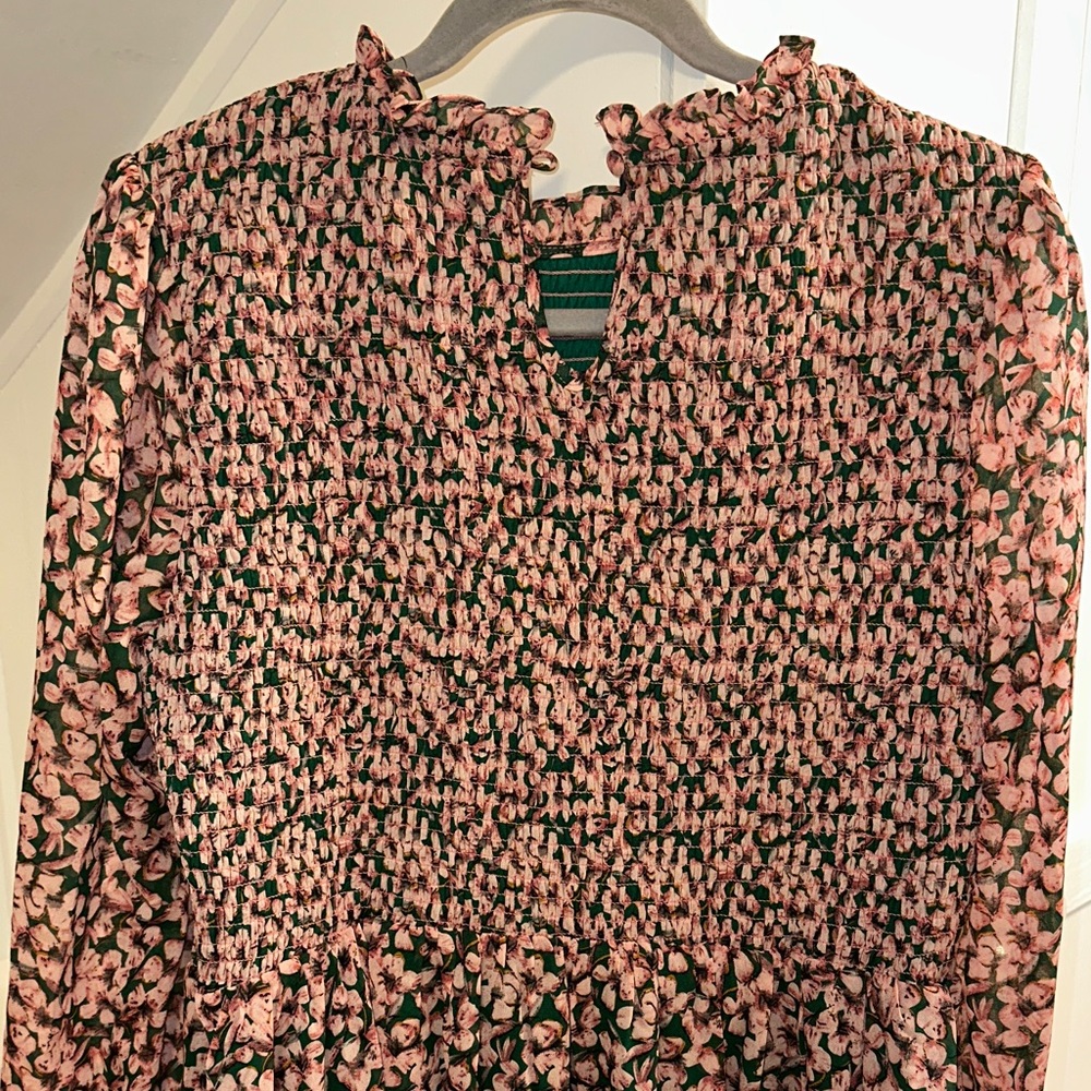 Floral Forever Green and Pink Floral Print Smocked Skater Dress XL NWT - Picture 7 of 10
